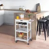 Image de Desserte - Home Deco Factory - Roulettes - 3 Niveaux - Blanc Et Marron