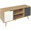 Image de Meuble tv - home deco factory - sven - design - pratique - blanc, gris, marron