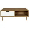 Image de Table Basse Sven 1 Tiroir - H. 38 Cm - Bois Et Blanc