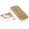 Image de Lunch Box - Cook Concept - 2 Niveaux - Avec Bande Élastique - Marron Et Blanc