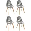 Image de Lot De 4 Chaises - Home Deco Factory - Patchwork - Design Original - Blanc Et Gris