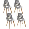 Image de Lot de 4 Chaises - HOME DECO FACTORY - Patchwork - Design Original - Blanc et Gris
