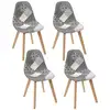 Image de Lot de 4 chaises - home deco factory - patchwork - design original - blanc et gris