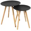 Image de Lot De 2 Tables Gigognes - Home Deco Factory - Ronde - Relief - Noir Et Marron