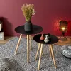 Image de Lot De 2 Tables Gigognes - Home Deco Factory - Ronde - Relief - Noir Et Marron