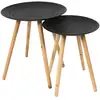 Image de Lot de 2 tables gigognes - home deco factory - ronde - relief - noir et marron