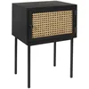 Image de Table De Chevet - Home Deco Factory - Cannage - 1 Porte - Marron Et Noir