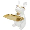 Image de Sculpture Déco - Home Deco Factory - Vide Poche Bulldog - Blanc Et Or