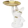 Image de Statue - Home Deco Factory - Bulldog - Vide Poche - Blanc Et Or