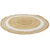 Image de Tapis - Home Deco Factory - Rond - Jute - Coton - Blanc