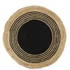 Image de Tapis Rond - Home Deco Factory - Jute - Coton - Marron Et Noir