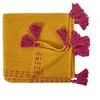 Image de Plaid - Home Deco Factory - Surpiqué - Pompons - Jaune - 130 X 150 Cm