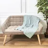 Image de Plaid - HOME DECO FACTORY - Gaze de Coton - Bleu