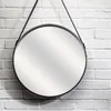 Image de Miroir Rond Avec Anse Pu Noir 50cm