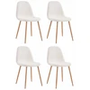 Image de Lot De 4 Chaises - Home Deco Factory - Freya - Bouclette - Confortables - Blanc Et Marron