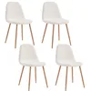 Image de Lot De 4 Chaises - Home Deco Factory - Freya - Bouclette - Confortables - Blanc Et Marron