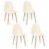 Image de Lot De 4 Chaises - Home Deco Factory - Faro - Beige - Pieds Métal Imitation Bois