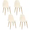 Image de Lot de 4 chaises - home deco factory - faro - beige - pieds métal imitation bois