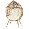 Image de Fauteuil - Home Deco Factory - Cancun - Oeuf - Tressé - Marron Et Blanc