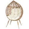 Image de Fauteuil - Home Deco Factory - Cancun - Oeuf - Tressé - Marron Et Blanc