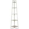 Image de Étagère - Home Deco Factory - Angle - 5 Niveaux - Bois Et Métal - Blanc Et Marron