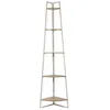 Image de Étagère - HOME DECO FACTORY - Angle - 5 Niveaux - Bois et Métal - Blanc et Marron