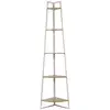 Image de Étagère - home deco factory - angle - 5 niveaux - bois et métal - blanc et marron