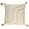 Image de Coussin - Home Deco Factory - Beige Et Blanc - Pompons