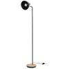 Image de Lampadaire - home deco factory - métal noir et bois - design élégant