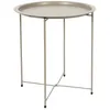 Image de Table ronde d'appoint en mÃ©tal pliable "Sienna" - Beige - D 47 x H 50 cm en occasion ou reconditionné