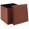 Image de Coffre Pouf - HOME DECO FACTORY - Scott - Pliable - Côtelé - Orange