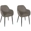 Image de Lot de 2 fauteuils - home deco factory - scott - côtelé - confortables - gris et noir