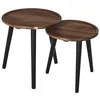 Image de Lot De 2 Tables Gigognes - Home Deco Factory - Rondes - Acacia - Noir Et Marron