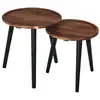 Image de Lot de 2 tables gigognes - home deco factory - rondes - acacia - noir et marron