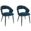 Image de Lot de 2 chaises - home deco factory - sawyer - tressées à la main - chic - bleu canard
