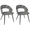 Image de Lot de 2 chaises - home deco factory - sawyer - tressées à la main - chic - grises et noires