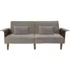 Image de Canapé - home deco factory - scott - convertible - côtelé - gris et marron