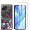 Image de Compatible Xiaomi Mi 11 Lite ( 4G et 5G ) Coque transparente solide imprimée et 2 films vitre écran Verre Trempé [Plumes]