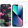 Image de Coque pour iPhone 13 et 2 protections écran Verre Trempé [Flamant Rose] Novago®