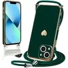 Image de Coque Bandoulière - Luxe - pour iPhone 13 - Vert nuit - Motif coeur - Antichoc TPU Souple