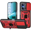 Image de Coque pour Xiaomi Redmi 15C 4G/5G Protection Résistante avec Anneau et Cache Caméra Coulissant - Rouge