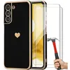 Image de Coque de protection pour Samsung Galaxy S22 - BOOLING - Noir Motif Coeur - Protection antichoc - 2 Verres Trempés