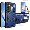 Image de Coque + Verres Trempés - BOOLING - pour Samsung Galaxy A34 5G - Bleu Marine - Protection Caméra Coulissante - Rigide