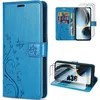 Image de Coque pour Samsung Galaxy A36 5G - BOOLING - Antichoc Synthécuir Motif Papillon Bleu - 2 Verres Trempés