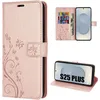 Image de Coque pour Samsung Galaxy S25 Plus (S25+) - BOOLING - Synthécuir Rose Motif Floral Papillon