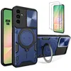 Image de Coque pour Samsung Galaxy A56 5G - BOOLING - Bleu Marine Anneau Cache Caméra - 2 Verres Trempés