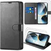 Image de Coque de protection - BOOLING - pour Samsung Galaxy A36 5G - Effet Cuir Noir - 2 Verres Trempés - Antichoc