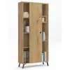 Image de Bibliothèque étagère à 1 porte coulissante coloris chêne doré - hauteur 180 x longueur 80 x profondeur 33 cm