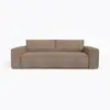 Image de Canapé convertible express matelas dunlopillo 160cm 3 places en velours côtelé taupe joan JOAN