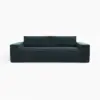 Image de Canapé convertible express matelas dunlopillo 160cm 3 places en velours bleu paon joan JOAN